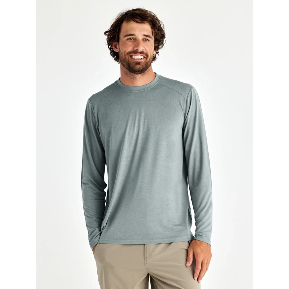 Free Fly Men's Bamboo Lightweight‎ Long Sleeve Tee Sz L Slate Stretch Athleisure